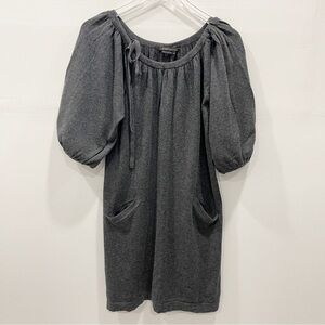 Vintage BCBGMaxAzria Cotton Lambswool Billow Sleeve Shift Dress Medium Grey
